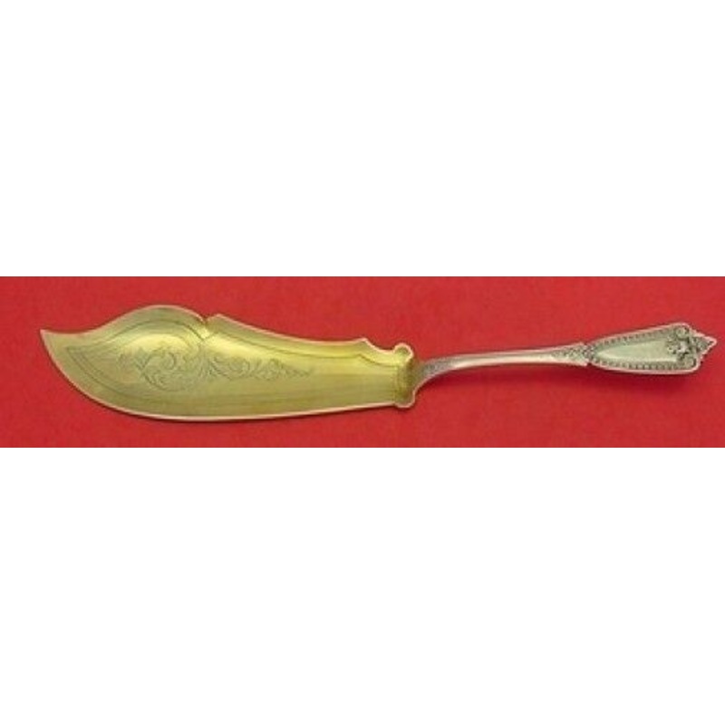 Ivy by Whiting-Hebbard Sterling Fish Server Gold Washed w/Face Brite-Cut 13"
