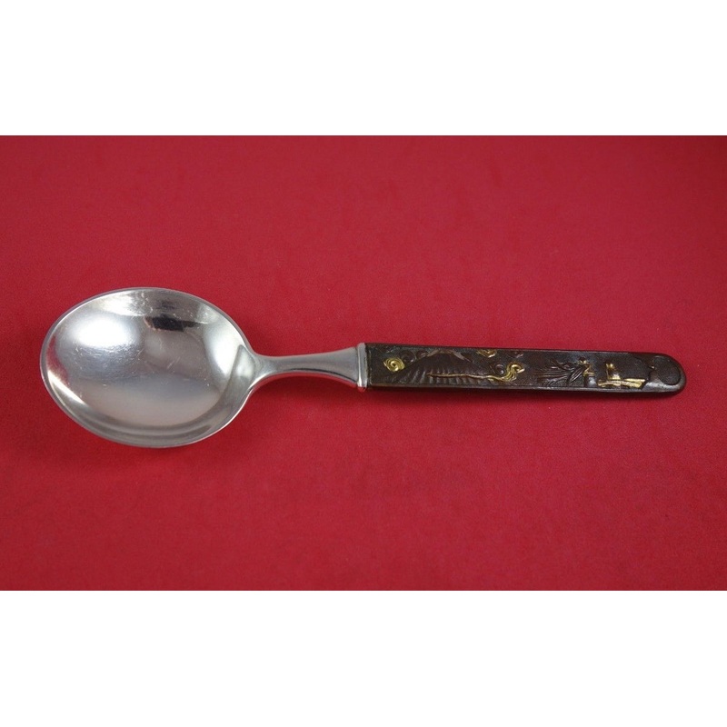 Kozuka by Tiffany and Co Sterling and Bronze Gumbo Soup Spoon People Mountain