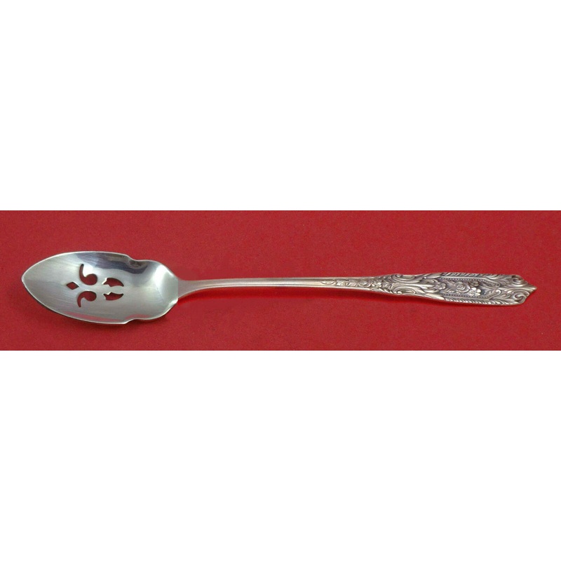 Milburn Rose By Westmorland Sterling Olive Spoon Pierced Long 7 3/8" Custom