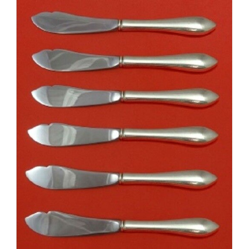 Pointed Antique Reed Barton Dominick Haff Sterling Trout Knife Set 6pc Custom