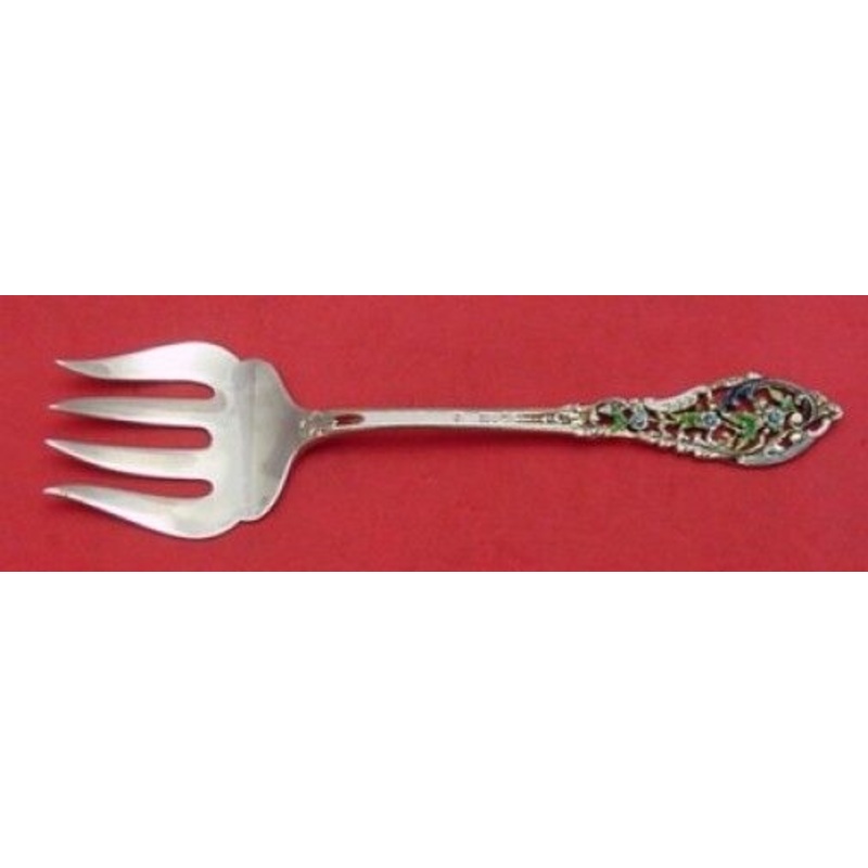 Trianon Pierced by Dominick & Haff Sterling Sardine Fork Enameled 5 3/4"