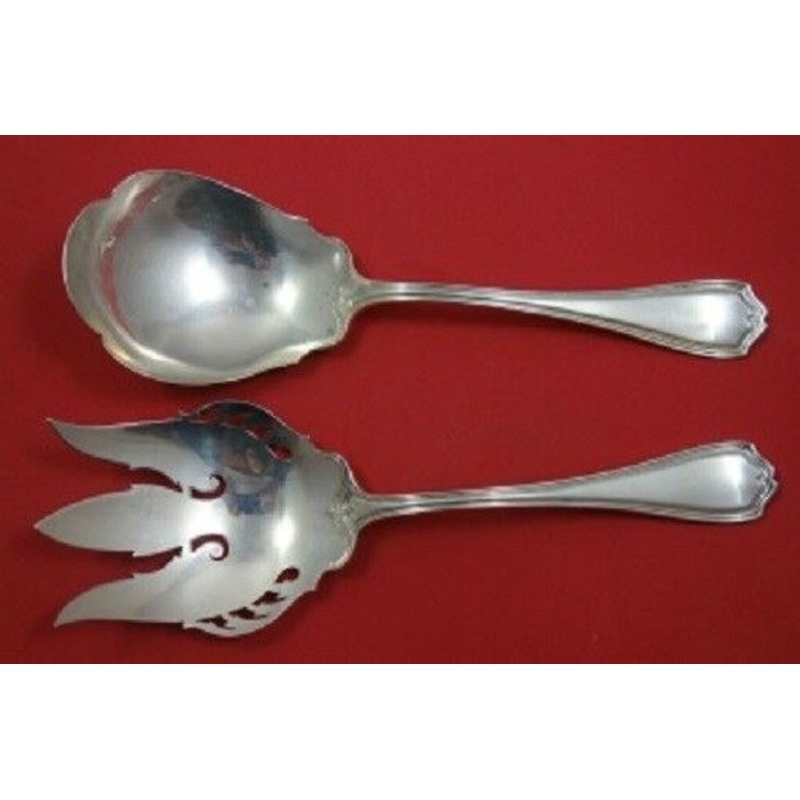 Hepplewhite By Reed and Barton Sterling Salad Serving Set 2-piece AS Pierced
