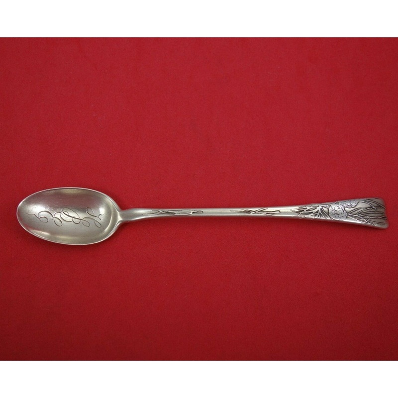Lap Over Edge Acid Etched by Tiffany and Co Sterling Parfait Spoon Floral 6"