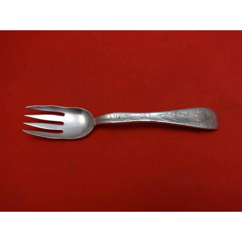 Lap Over Edge Acid Etched by Tiffany & Co. Sterling Fish Fork Large Flower