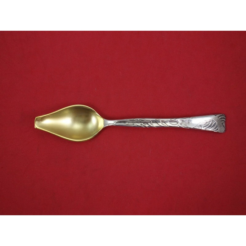 Lap Over Edge Acid Etched by Tiffany Sterling Melon Spoon GW w/ Dolphin in Wave
