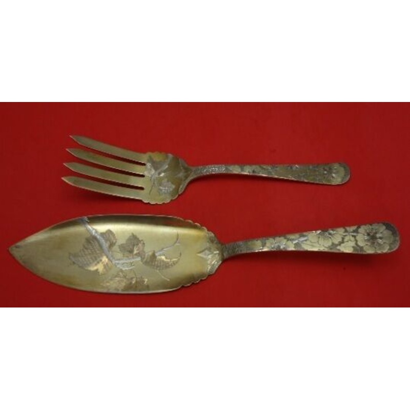 Pattern Unknown by J.E. Caldwell Sterling Fish Serving Set GW Brite-Cut 11 3/4"