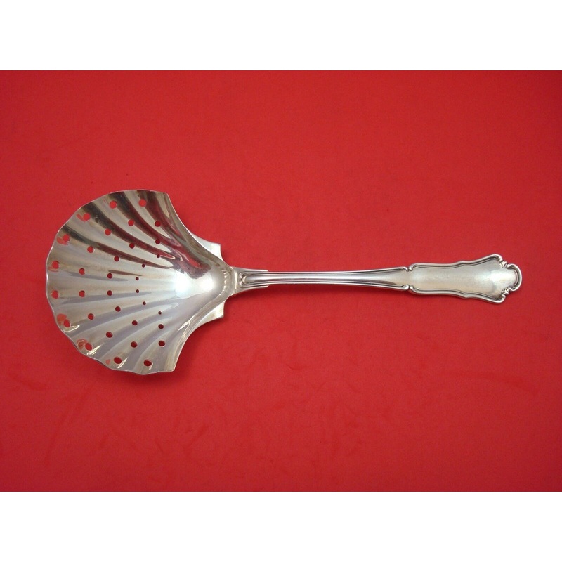 Savoy by Buccellati Italy Sterling Berry Spoon / Ice Spoon Shell Pierced 8 3/4"