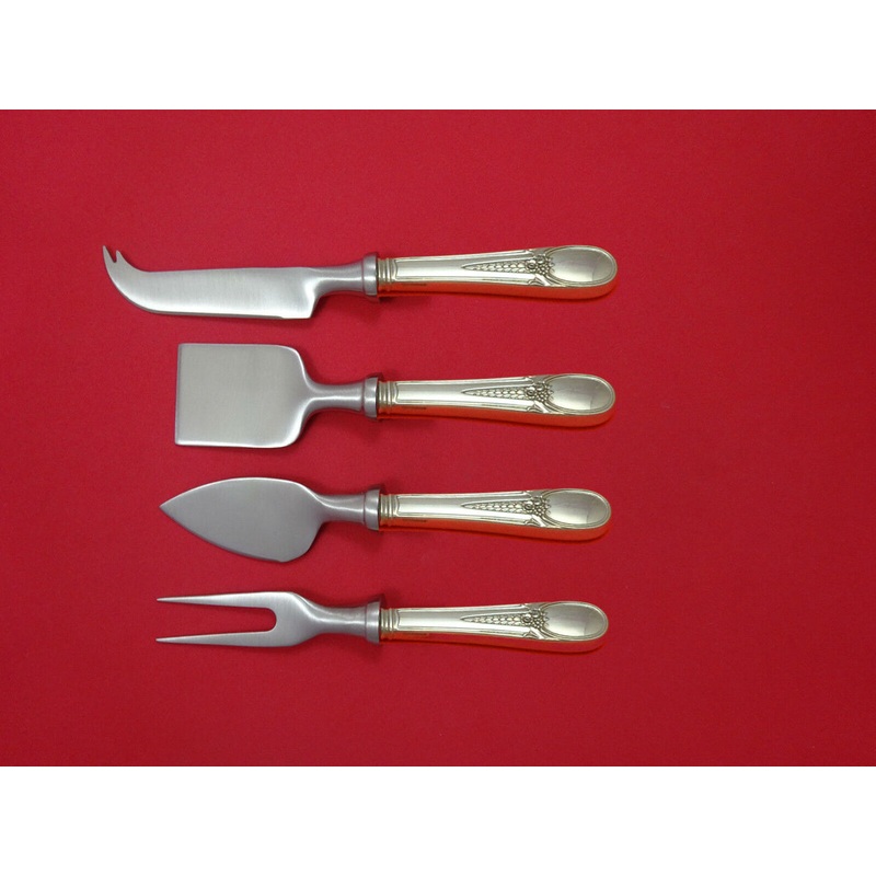 Flowered Antique by Blackinton Sterling Cheese Serving Set 4 Piece HHWS Custom