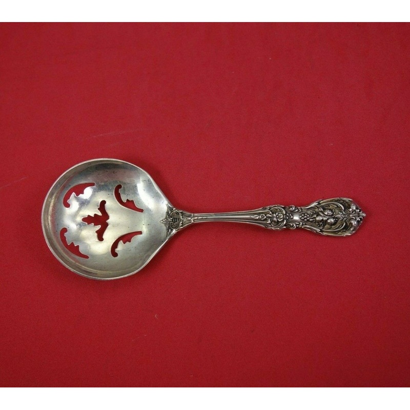 Francis I by Reed and Barton New Script Mark Nut Spoon Pierced w/ Leaves 4 3/4"