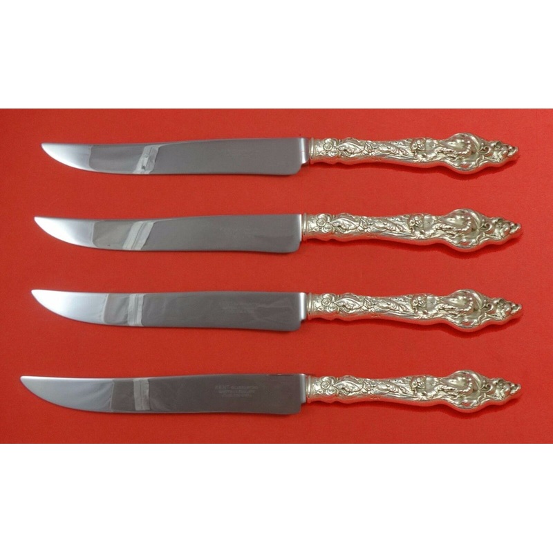 Les Six Fleurs by Reed & Barton Sterling Steak Knife Set Texas Sized Custom