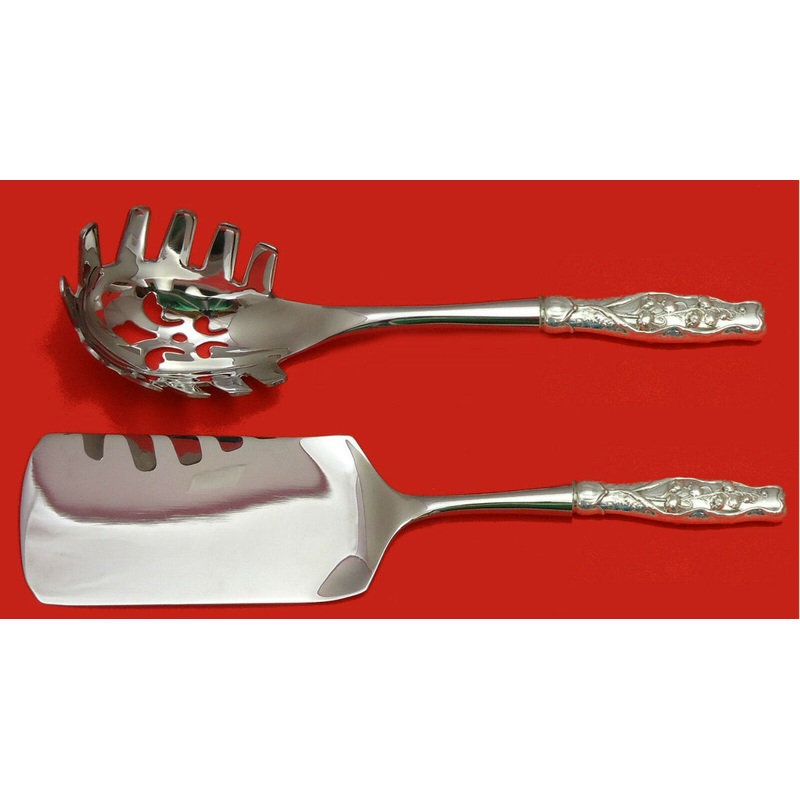 Lily of the Valley by Whiting Sterling Italian Pasta Server Set 2pc HHWS  Custom
