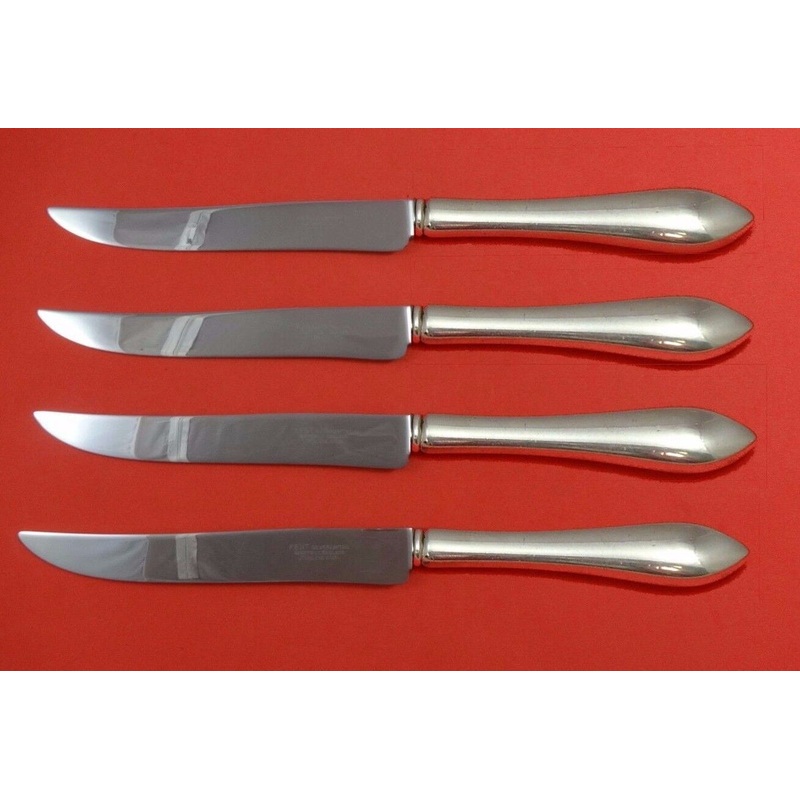 Pointed Antique Reed Barton Dominick Haff Sterling Steak Set Texas Sized Custom