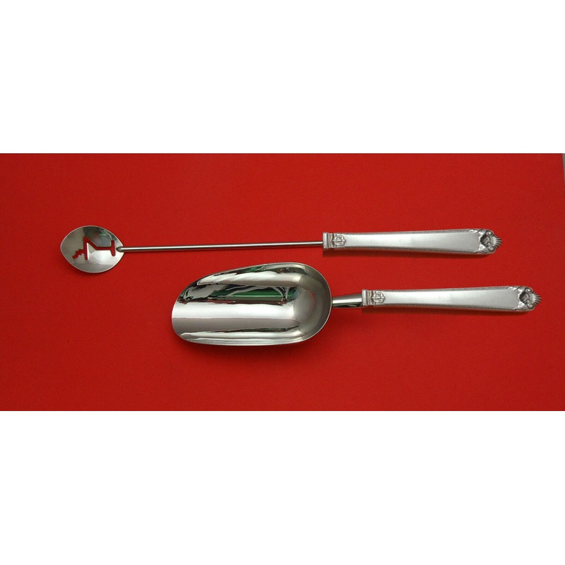 George II Rex Hand Chased by Watson Sterling Bar Set 2pc HHWS  Custom Made