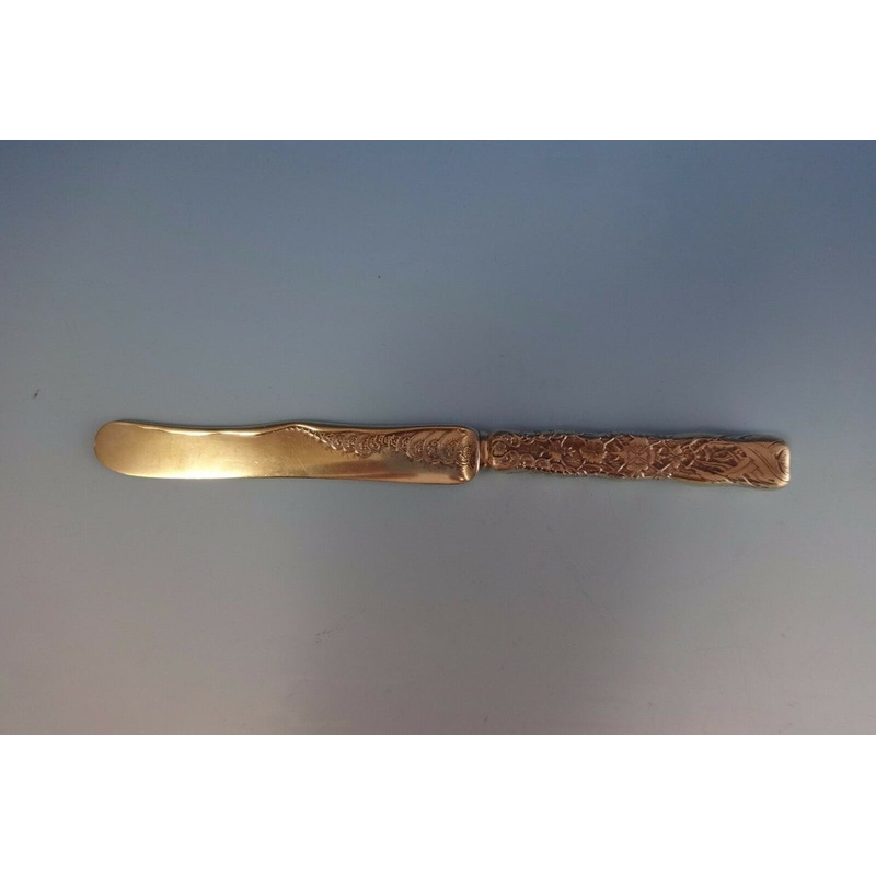 Lap Over Edge Acid Etched by Tiffany & Co. Sterling Breakfast Knife w/Carnations