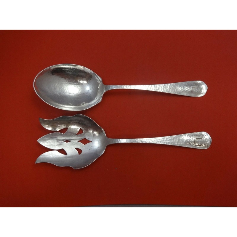 Lebolt #1 by Lebolt Sterling Salad Serving Set 2pc w/Applied "L" Mono 9 1/4"