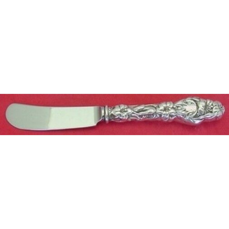 Lily by Whiting Sterling Butter Spreader Fat Handle Hollow Handle 6" Antique