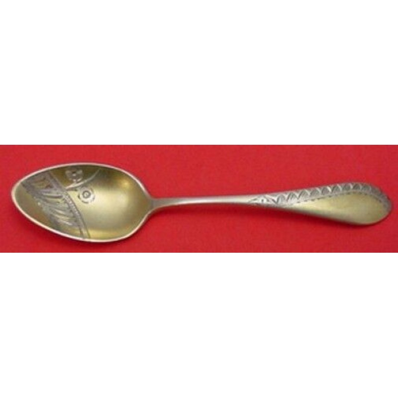 Pattern Unknown by Gorham Sterling Demitasse Spoon w/Design & Two Flowers 4 1/4"