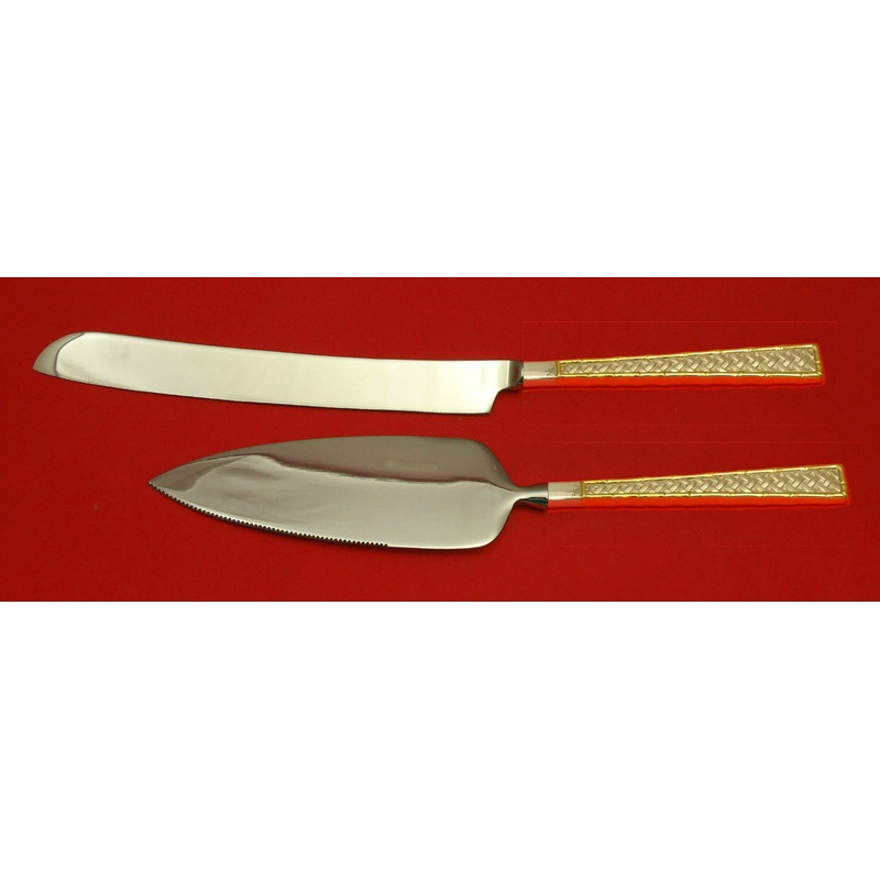 Golden Tradewinds by International Sterling Wedding Cake Set Server 2pc Custom