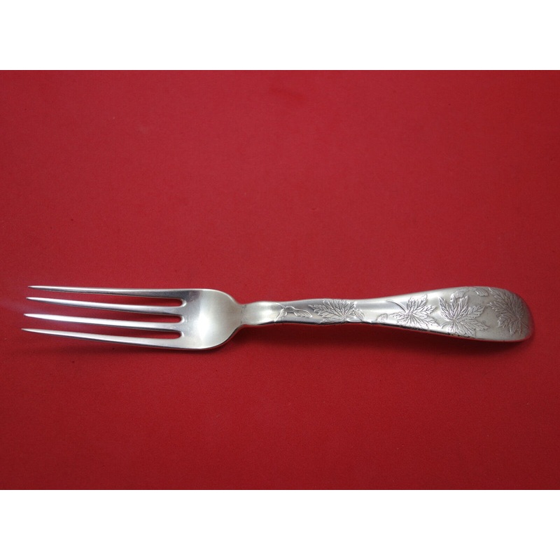 Lap Over Acid Etched by Tiffany & Co. Sterling Dinner Fork w/Maple Leaves 8"