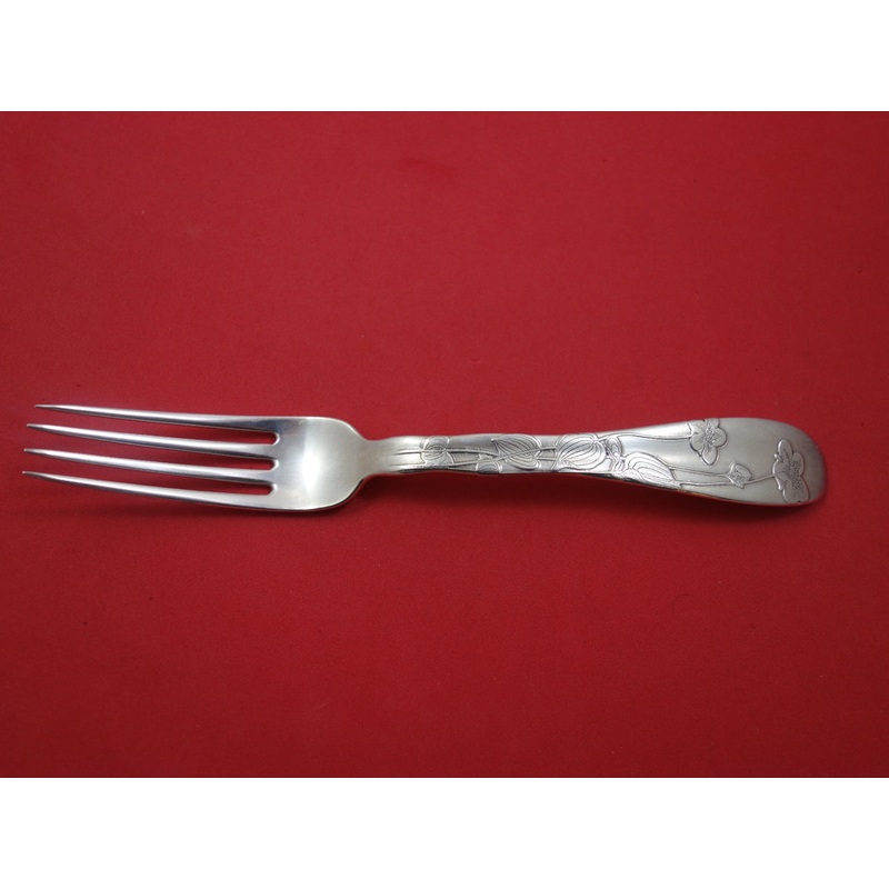 Lap Over Acid Etched by Tiffany & Co. Sterling Dinner Fork w/Violets 8"