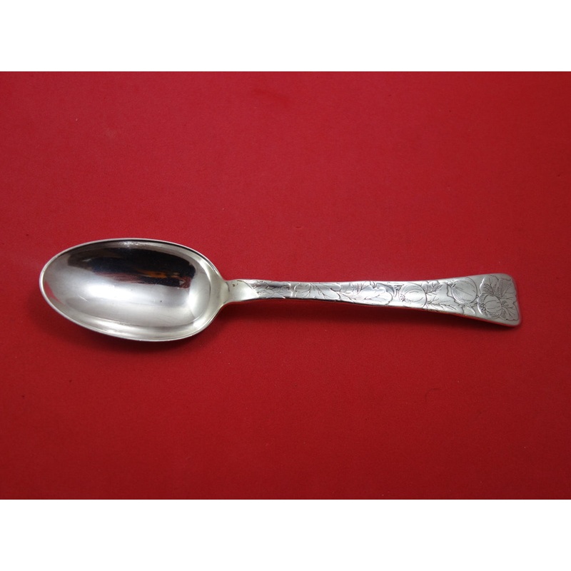 Lap Over Acid Etched by Tiffany Sterling Place Soup Spoon w/Gooseberries 7"