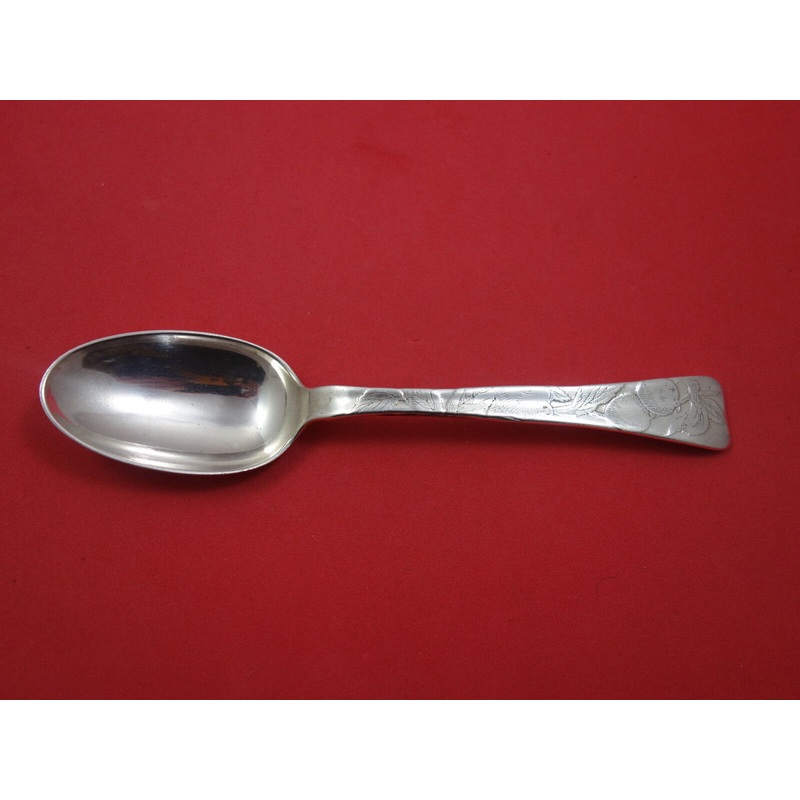 Lap Over Acid Etched by Tiffany Sterling Place Soup Spoon w/Plums 7"