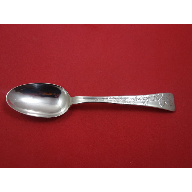 Lap Over Acid Etched by Tiffany Sterling Place Soup Spoon w/Raspberries 7"