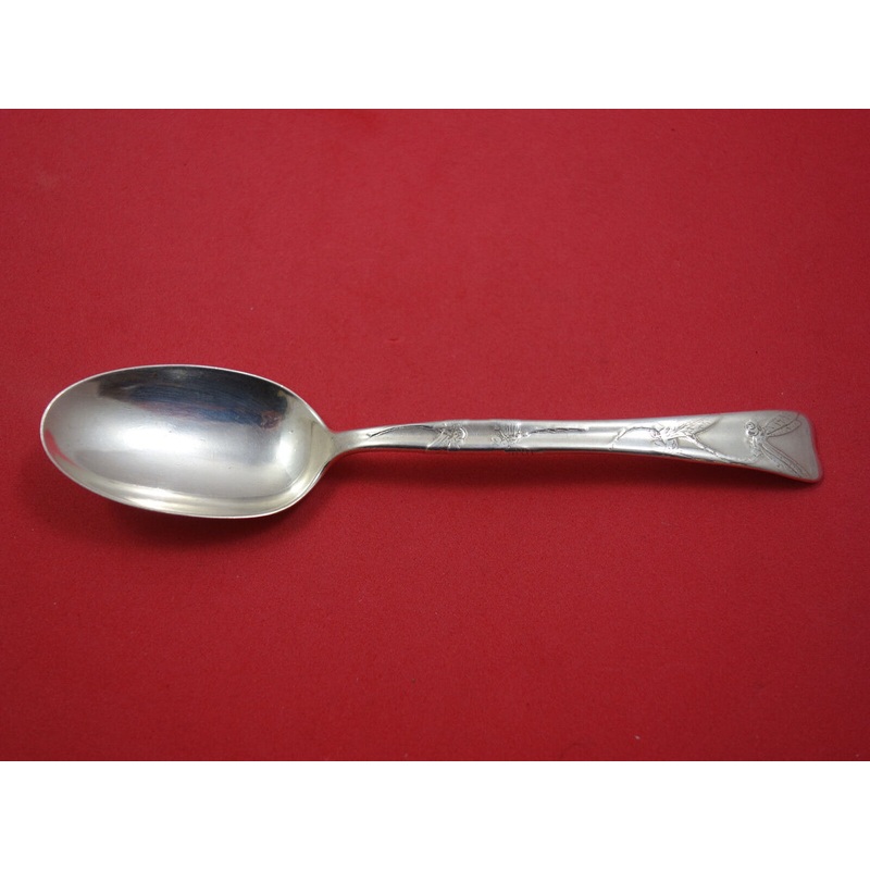Lap Over Acid Etched by Tiffany Sterling Teaspoon w/Dragonflies "1885" 6"