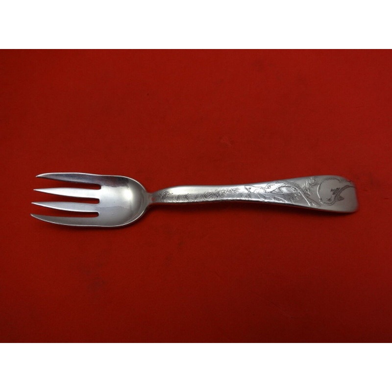 Lap Over Edge Acid Etched by Tiffany & Co. Sterling Fish Fork Fish & Seaweed