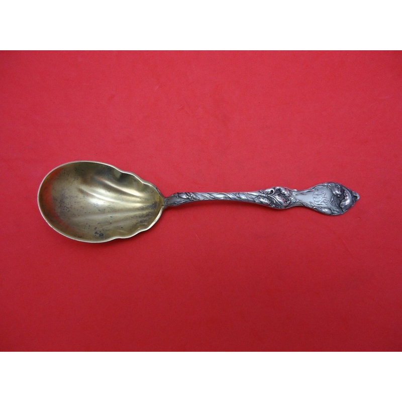 Les Cinq Fleurs by Reed & Barton Sterling Preserve Spoon Goldwashed 7"