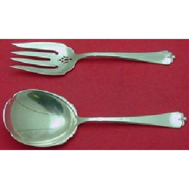 Lotus by Watson-Wallace Sterling Salad Serving Set 2-Piece All Sterling 7 3/4"