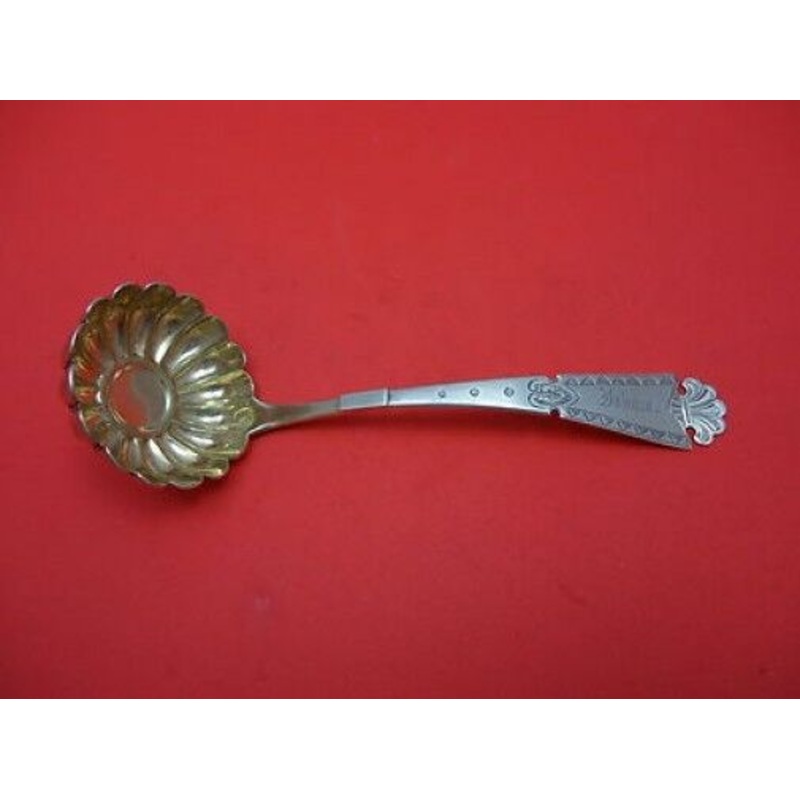 Pattern Unknown by George Sharp Sterling Gravy Ladle Gold Washed Fluted 7"