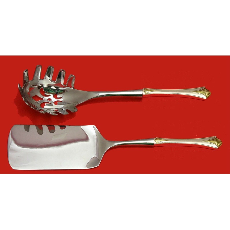 Regency Shell Gold by Lunt Sterling Italian Pasta Server Set 2pc HHWS  Custom