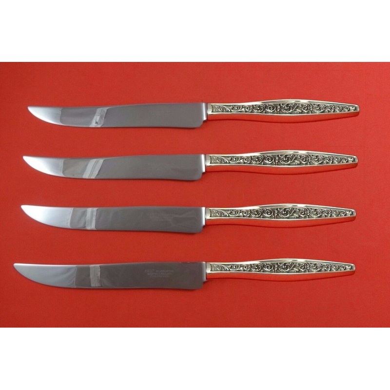 Renaissance Scroll by Reed Barton Sterling Steak Knife Set Texas Sized Custom
