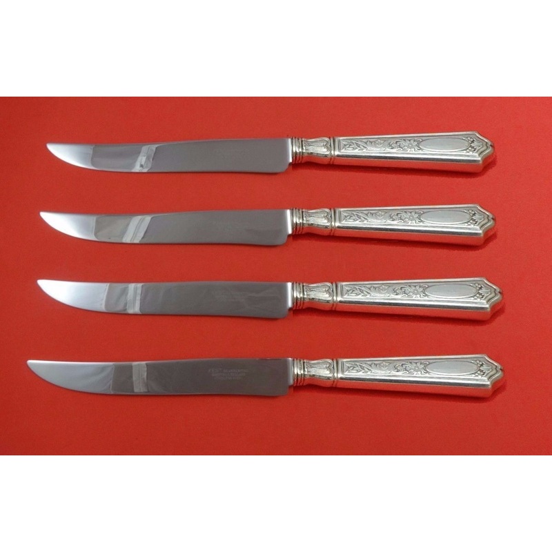 Saint Dunstan Chased by Gorham Sterling Steak Knife Set Texas Sized Custom