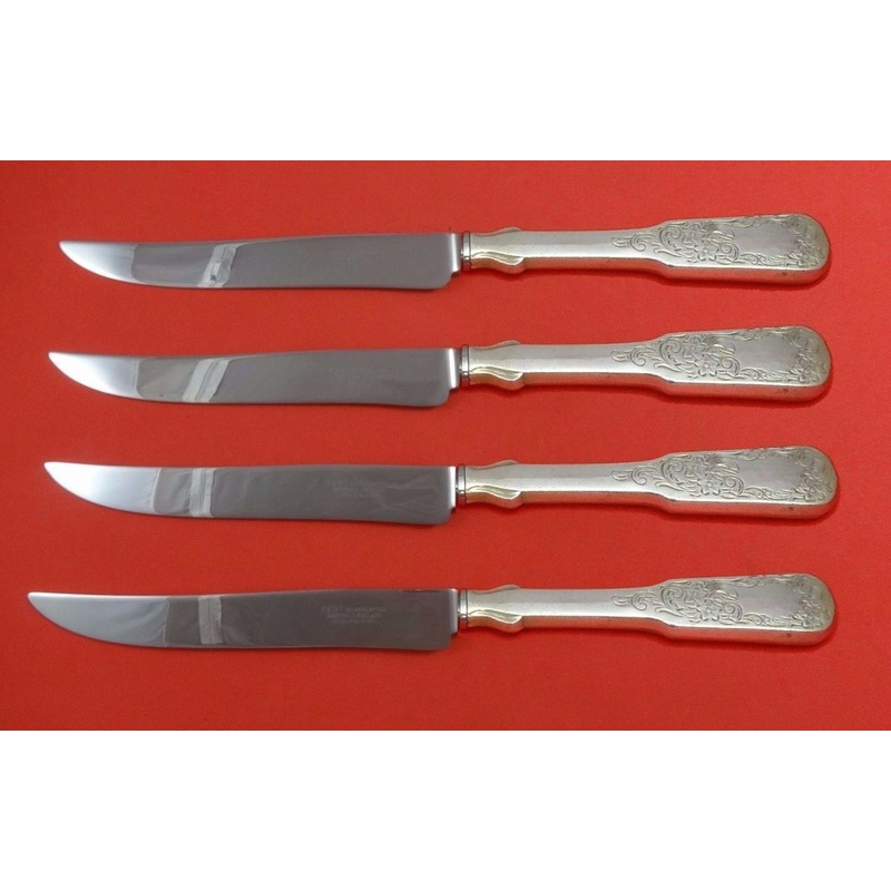 Sixteen-Ninety Engraved by Towle Sterling Steak Knife Set 4pc Texas Sized Custom
