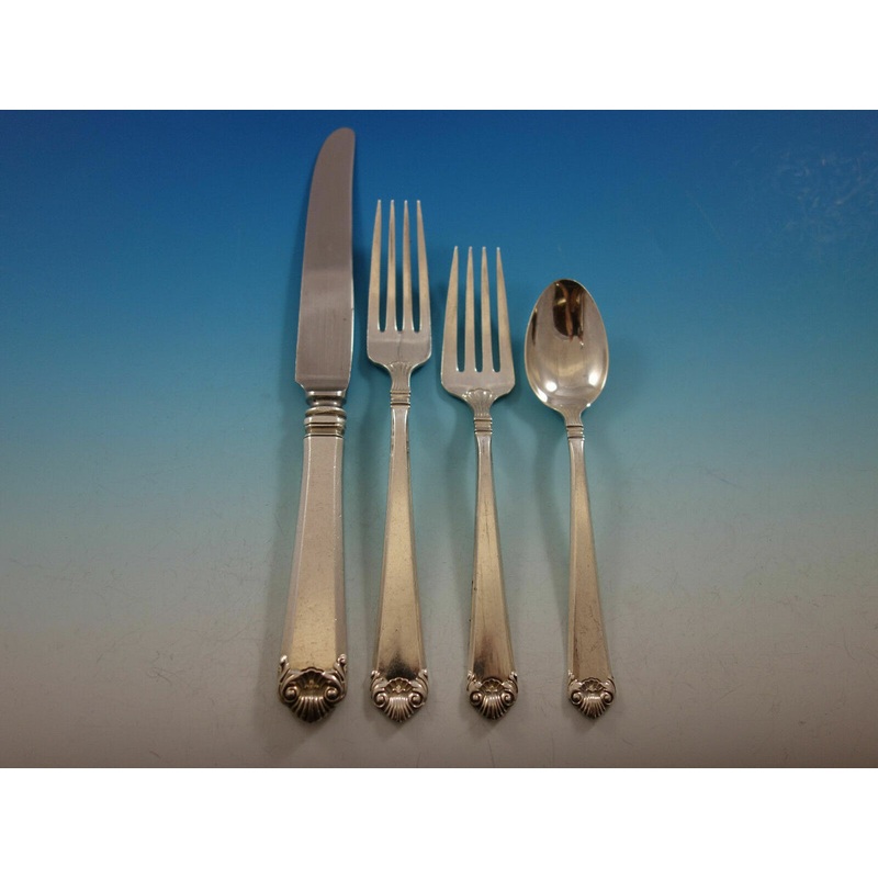 George II Rex Hand Chased by Watson Sterling Regular Size Place Setting(s) 4pc