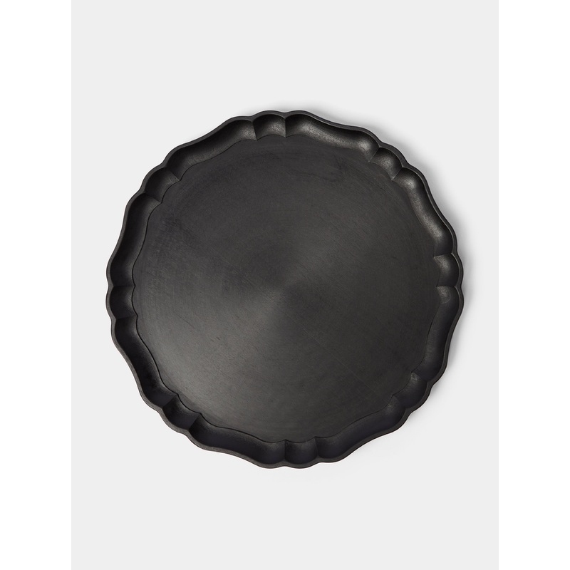 Italian Hand-Carved Wood Round Tray (9.5in/24cm)