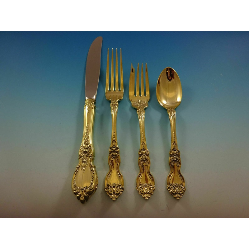 La Reine Vermeil By Wallace Sterling Regular Size Place Setting(s) 4pc Gold