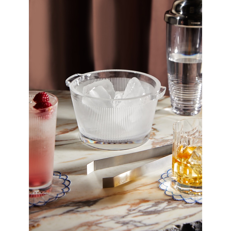 Hand-Blown Crystal Ribbed Ice Bucket