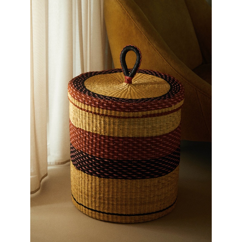 Handwoven Elephant Grass Lidded Basket