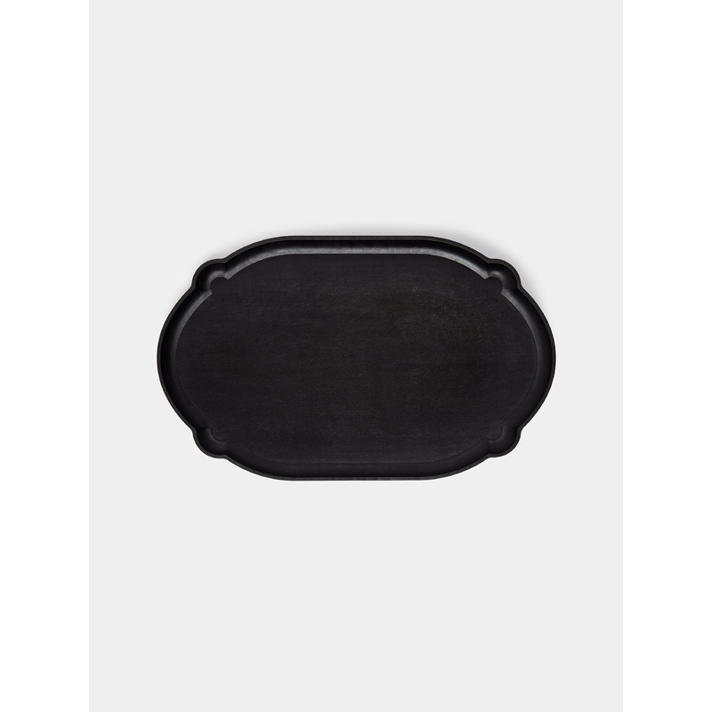 Italian Hand-Carved Wood Oval Tray (12in/31cm)