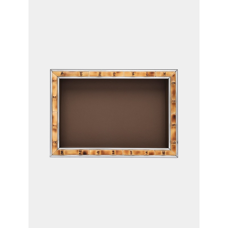 Leather and Bamboo Tray (10in/26cm)