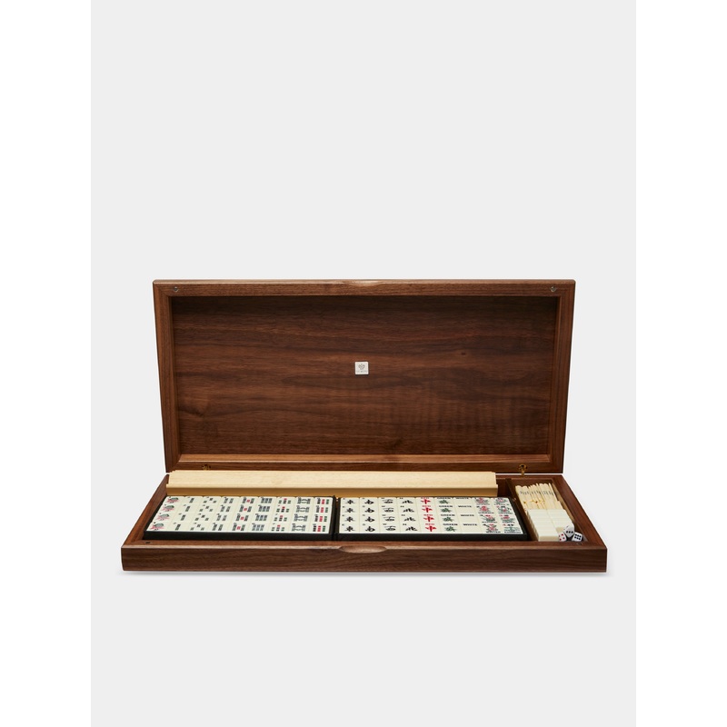 Leather and Walnut Mahjong Set