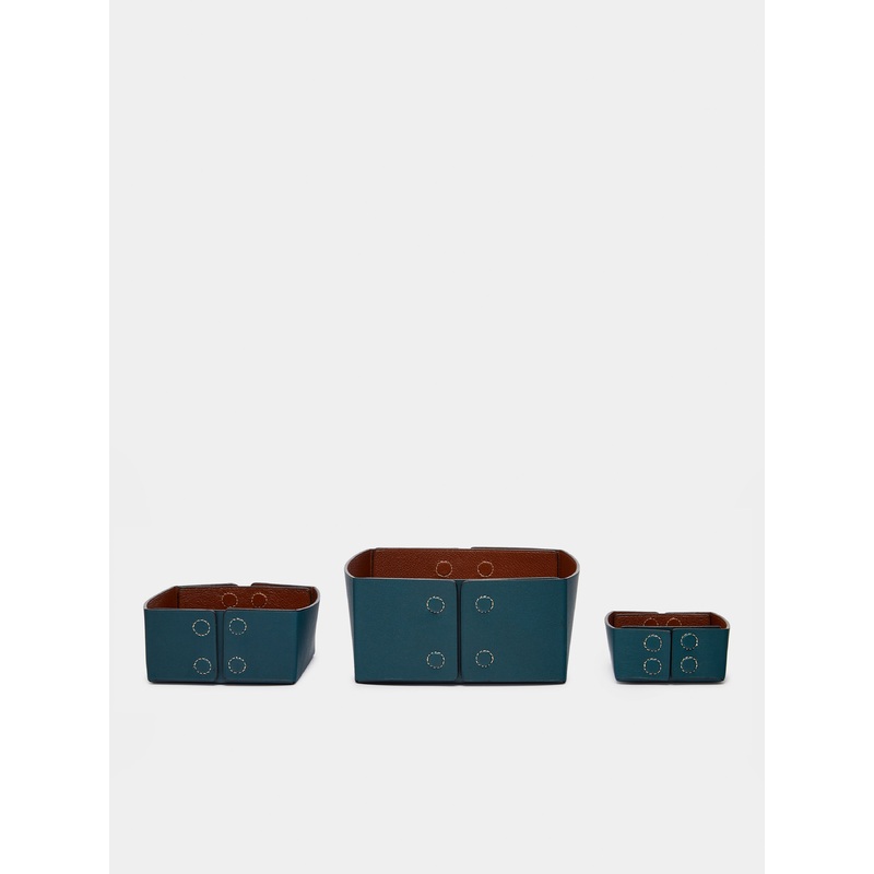 Leather Reversible Collapsible Boxes (Set of 3)