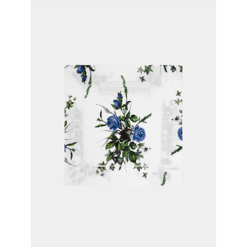 Linen Floral Cocktail Napkins (Set of 4)