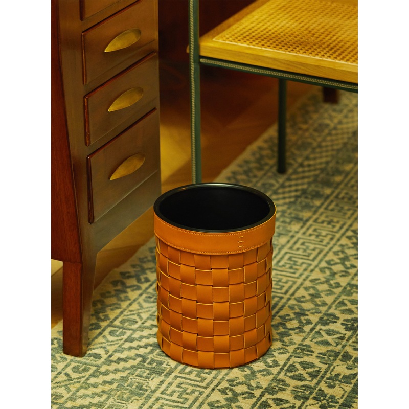 Mondina Woven Leather Wastepaper Bin