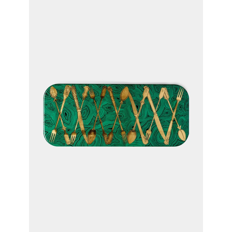 Posateria Malachite Wood Tray (23.5in/60cm)