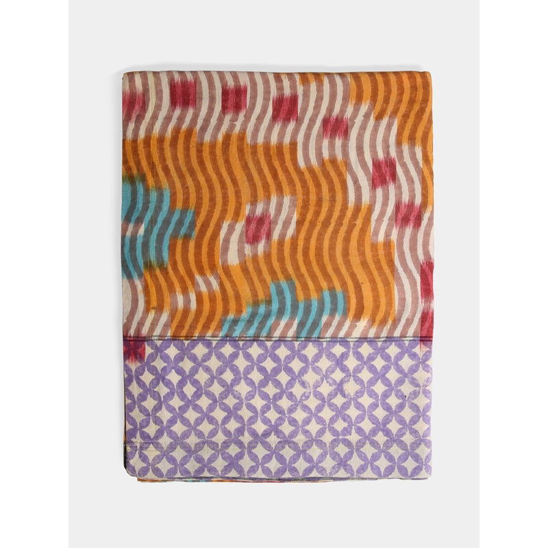 Sunset Wave Block-Printed Cotton Rectangular Tablecloth