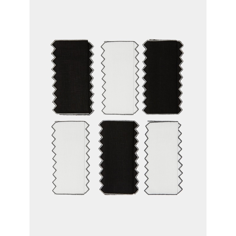 Triangu Embroidered Linen Cocktail Napkins (Set of 6)